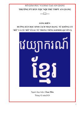 Sáng kiến kinh nghiệm Hướng dẫn học sinh cách nhận dạng từ không có “rô” và có “rô” ở sau từ trong tiếng Khmer