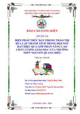 SKKN Biện pháp thúc đẩy phong trào thi đua lập thành tích trong đội ngũ đạt hiệu quả góp phần nâng cao chất lượng giáo dục của trường Trung học Phổ thông Nguyễn Quang Diêu