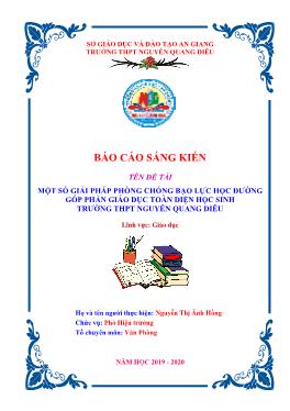 SKKN Một số giải pháp phòng chống bạo lực học đường góp phần giáo dục toàn diện học sinh trường Trung học Phổ thông Nguyễn Quang Diêu