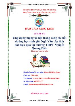 SKKN Ứng dụng mạng xã hội trong công tác bồi dưỡng học sinh giỏi Ngữ Văn cấp tỉnh đạt hiệu quả tại trường Trung học Phổ thông Nguyễn Quang Diêu