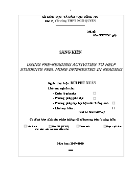 Sáng kiến kinh nghiệm Using pre-reading activities to help students feel more interested in reading