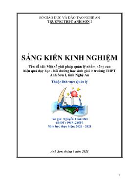 SKKN Một số giải pháp quản lý nhằm nâng cao hiệu quả dạy học - bồi dưỡng học sinh giỏi ở trường THPT Anh Sơn I, tỉnh Nghệ An