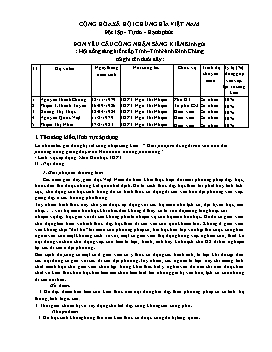 Đơn công nhận Sáng kiến Giải pháp sử dụng di sản văn hóa địa phương trong giảng dạy môn Hóa học ở trường Phổ thông