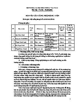 Đơn công nhận Sáng kiến Một số giải pháp ứng dụng công nghệ thông tin xây dựng hệ thống tư vấn hướng nghiệp trực tuyến học sinh phổ thông tỉnh Ninh Bình