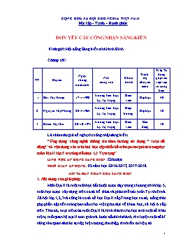 Đơn công nhận Sáng kiến Ứng dụng công nghệ thông tin theo hướng sử dụng 