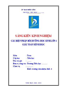 Sáng kiến kinh nghiệm Các biện pháp bồi dưỡng học sinh Lớp 4 giải toán hình học