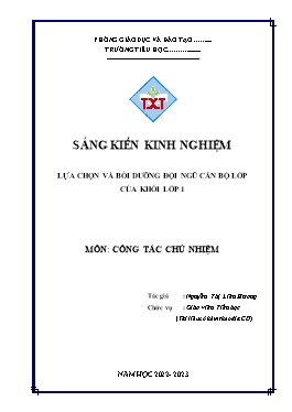 Sáng kiến kinh nghiệm Lựa chọn và bồi dưỡng đội ngũ cán bộ lớp của khối Lớp 1