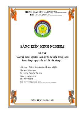 Sáng kiến kinh nghiệm Rèn luyện nề nếp trong sinh hoạt hàng ngày cho trẻ 24 -36 tháng