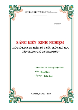 Sáng kiến kinh nghiệm Tổ chức trò chơi học tập trong giờ dạy đạo đức