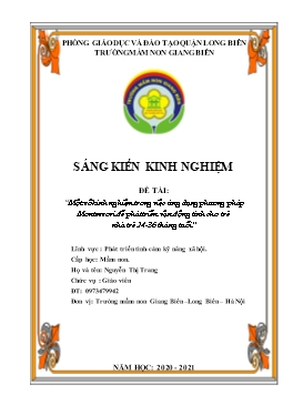 Sáng kiến kinh nghiệm Ứng dụng phương pháp Montessori để phát triển vận động tinh cho trẻ nhà trẻ 24-36 tháng tuổi