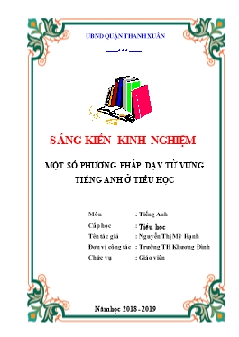 SKKN Một số phương pháp dạy từ vựng Tiếng Anh ở Tiểu học