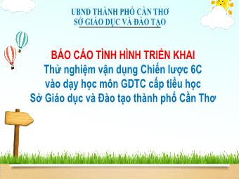 Báo cáo Thử nghiệm vận dụng Chiến lược 6C vào dạy học môn Giáo dục thể chất cấp Tiểu học Sở Giáo dục và Đào tạo Thành phố Cần Thơ