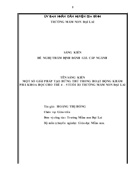 Đơn công nhận SKKN Một số giải pháp tạo hứng thú trong hoạt động khám phá khoa học cho trẻ 4-5 tuổi B3 trường Mầm non Đại Lai