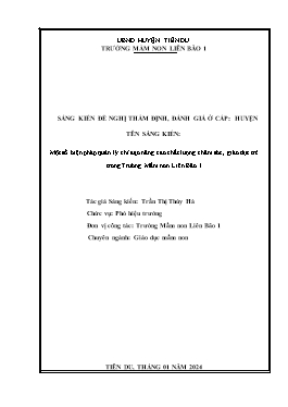 Sáng kiến kinh nghiệm Một số biện pháp quản lý chỉ đạo nâng cao chất lượng chăm sóc, giáo dục trẻ trong Trường Mầm non Liên Bão 1